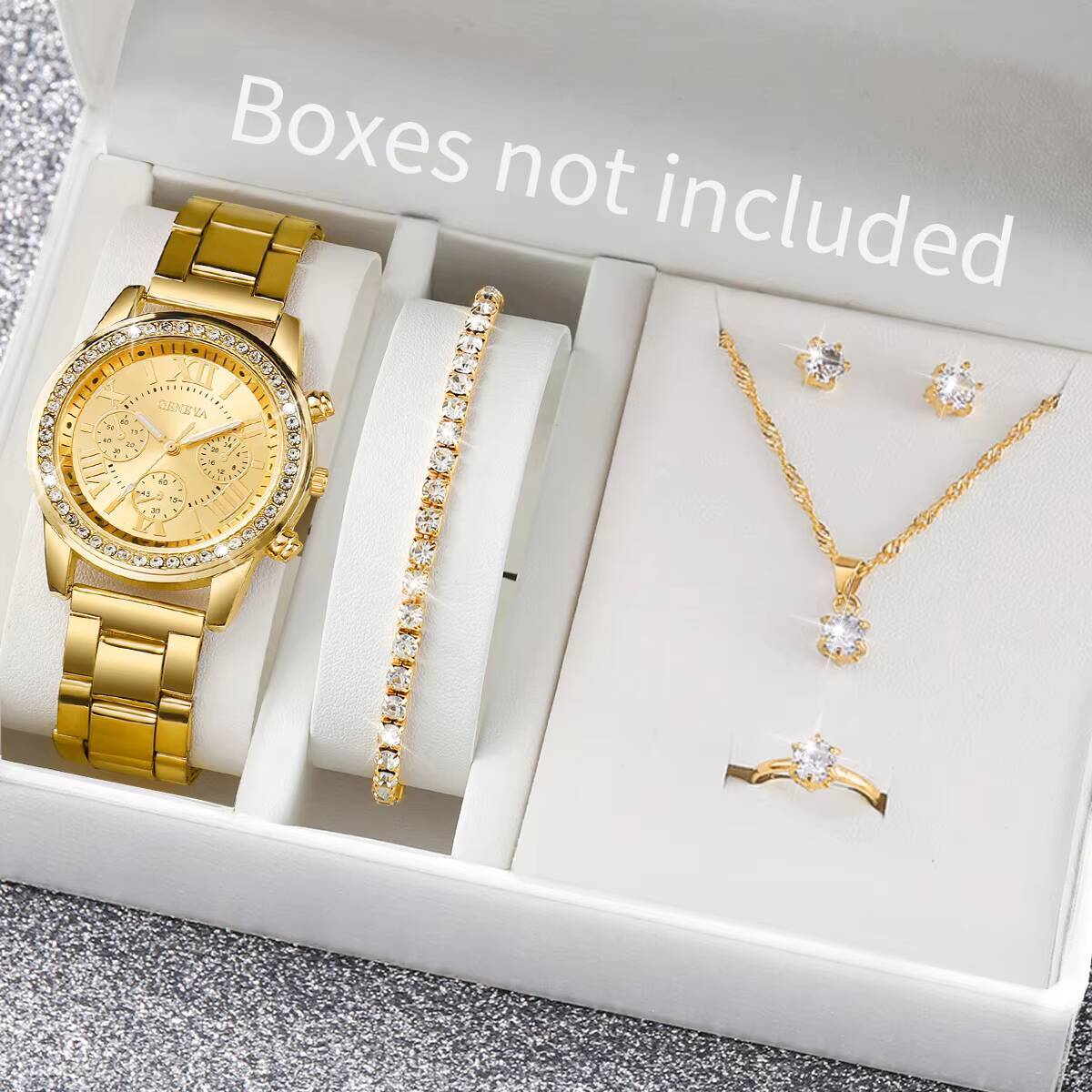 Jewelry Like Watches - 6PCS/Set Fashion Rhinestone Women Watches Analog