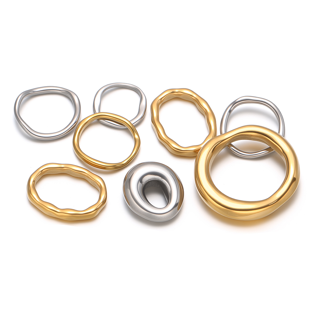 Hoop Earrings - 5pcs Stainless Steel Round Oval Charms