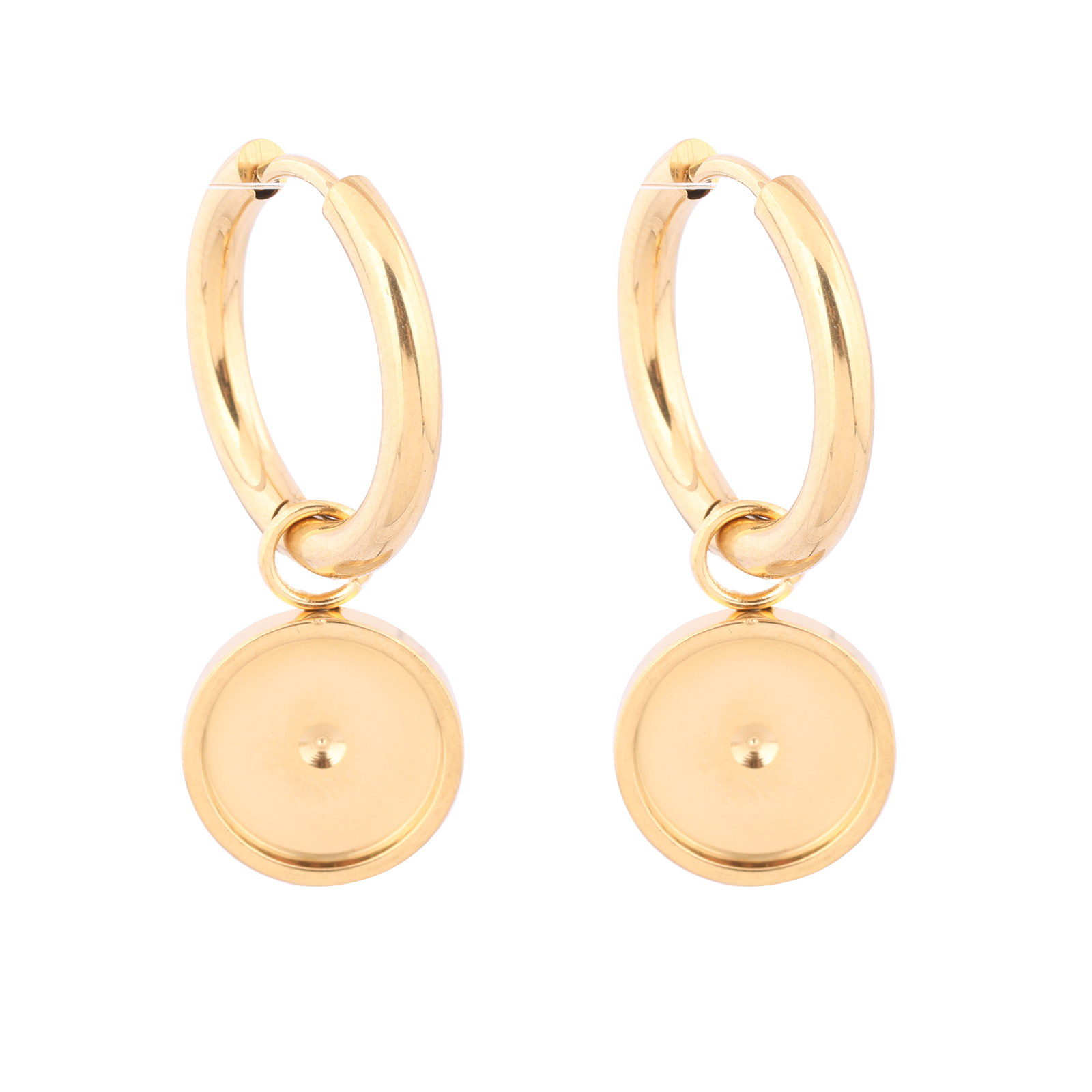 Hoop Earrings - 6pcs Stainless Steel Gold Plated Hoop