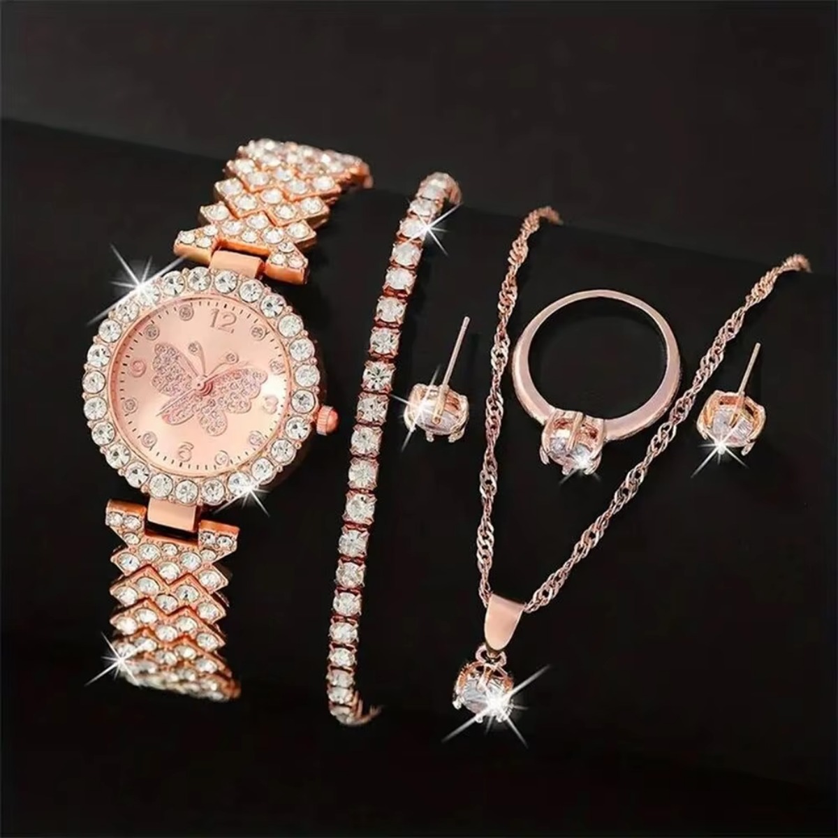 6PCS/Set Luxury Rhinestone But - Jewelry Like Watches review and price