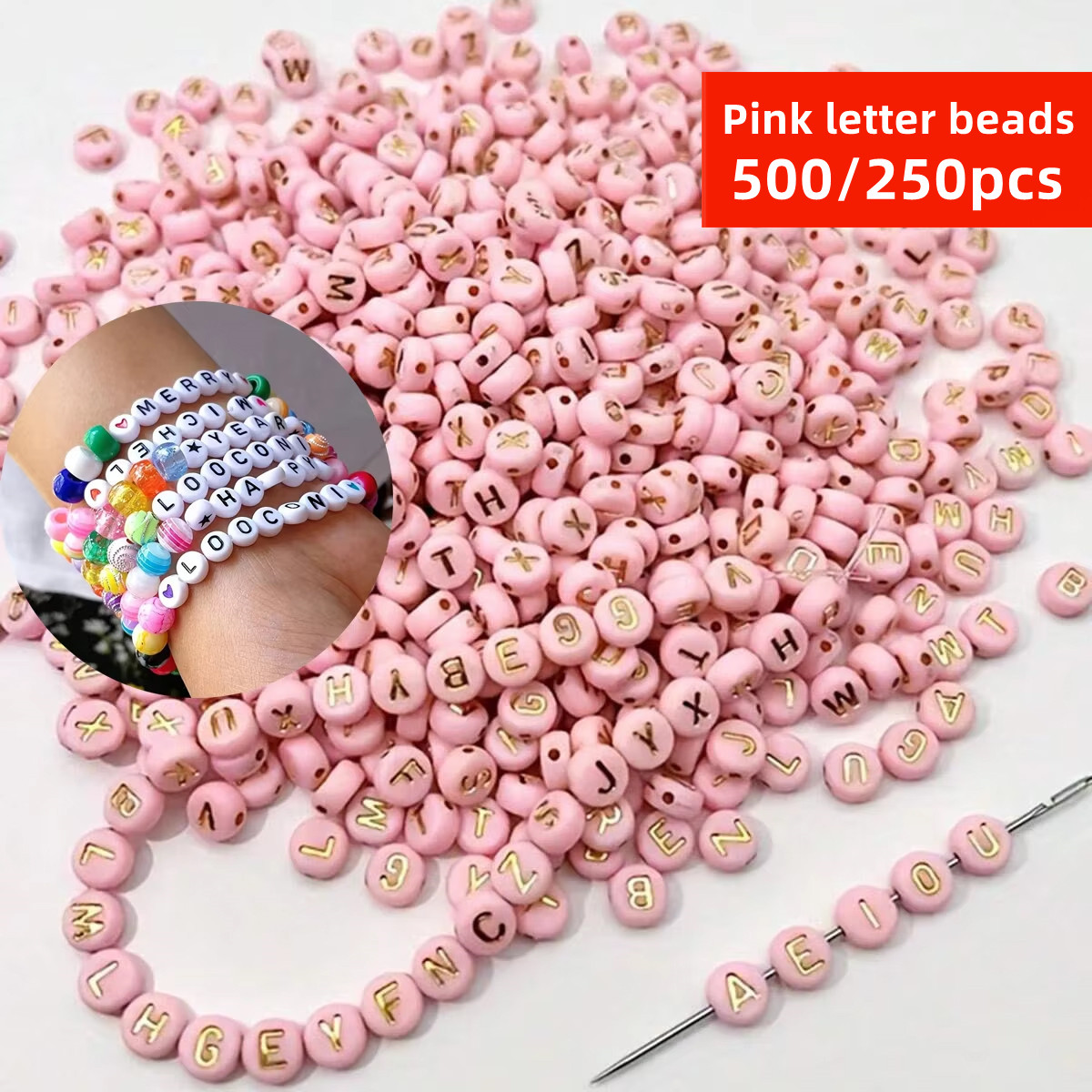500/250pcs 7mm Pink Letter, Va - Jewelry Quotes review and price